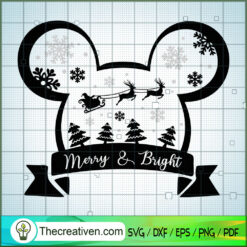 Merry & Bright Mickey SVG, Disney Christmas SVG, Mickey And Minnie SVG