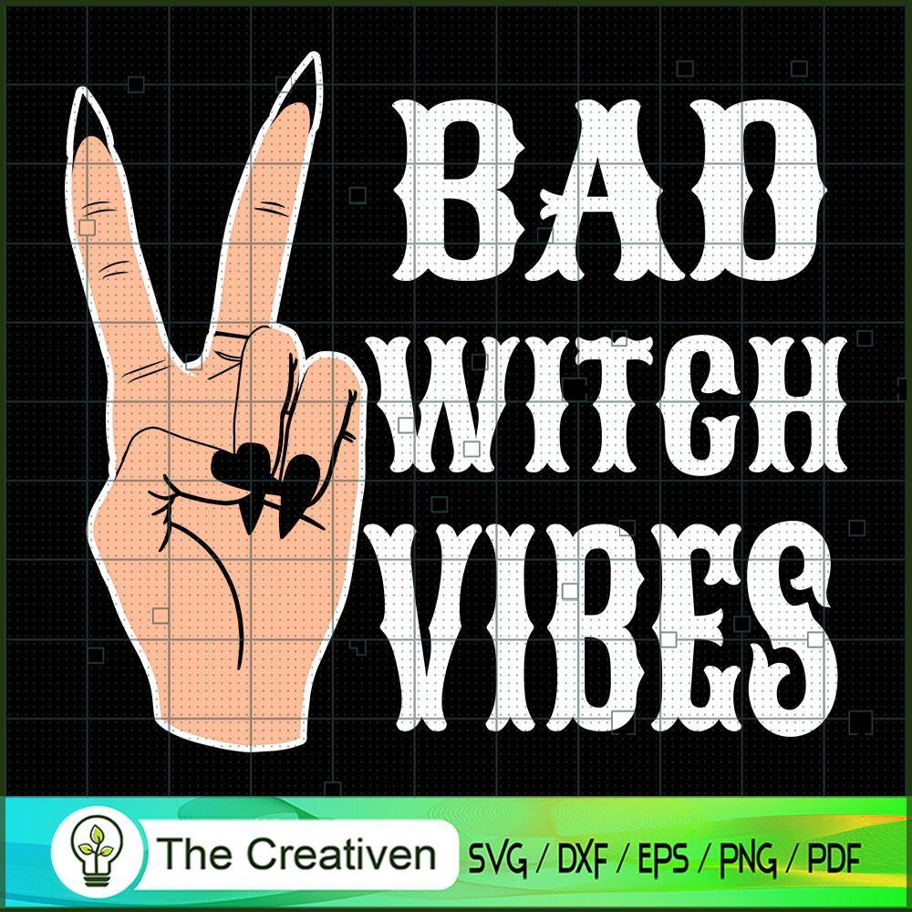 Peace Hand Bad Witch Vibes H SVG Cut File for Cricut 1 Peace Hand Bad Witch Vibes H SVG Cut File for Cricut