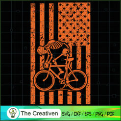 Skeleton Biking Usa Flag SVG Cut File for Cricut & Silhouette
