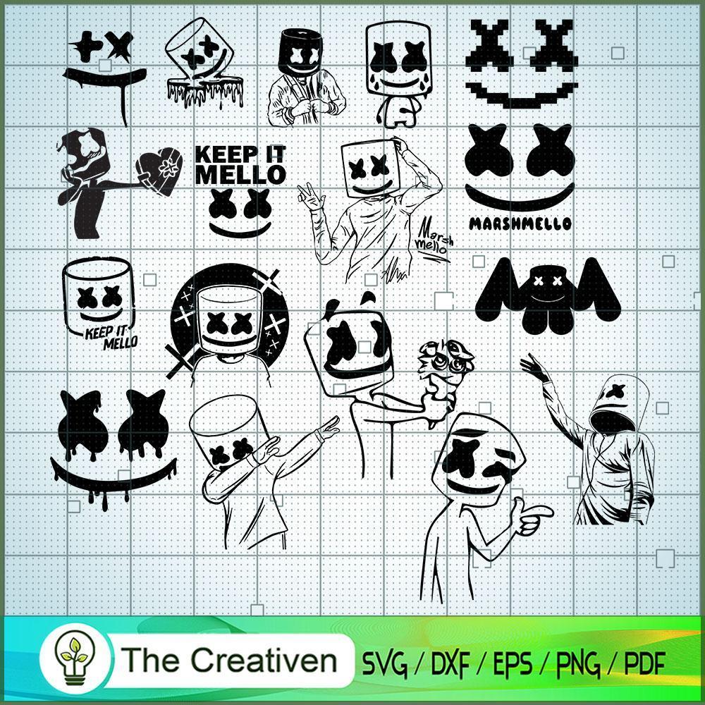Bundle Marshmello SVG Cut File for Cricut & Silhouette 1 Bundle Marshmello SVG Cut File for Cricut & Silhouette