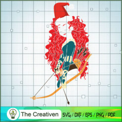 Merida Colorful Christmas Hat SVG, Disney Princess SVG, Christmas SVG