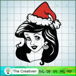 Ariel Princess Christmas Hat SVG, Disney Princess SVG, Christmas SVG