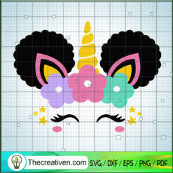 Afro Unicorn SVG, Black. Unicorn SVG, Unicorn Girl SVG