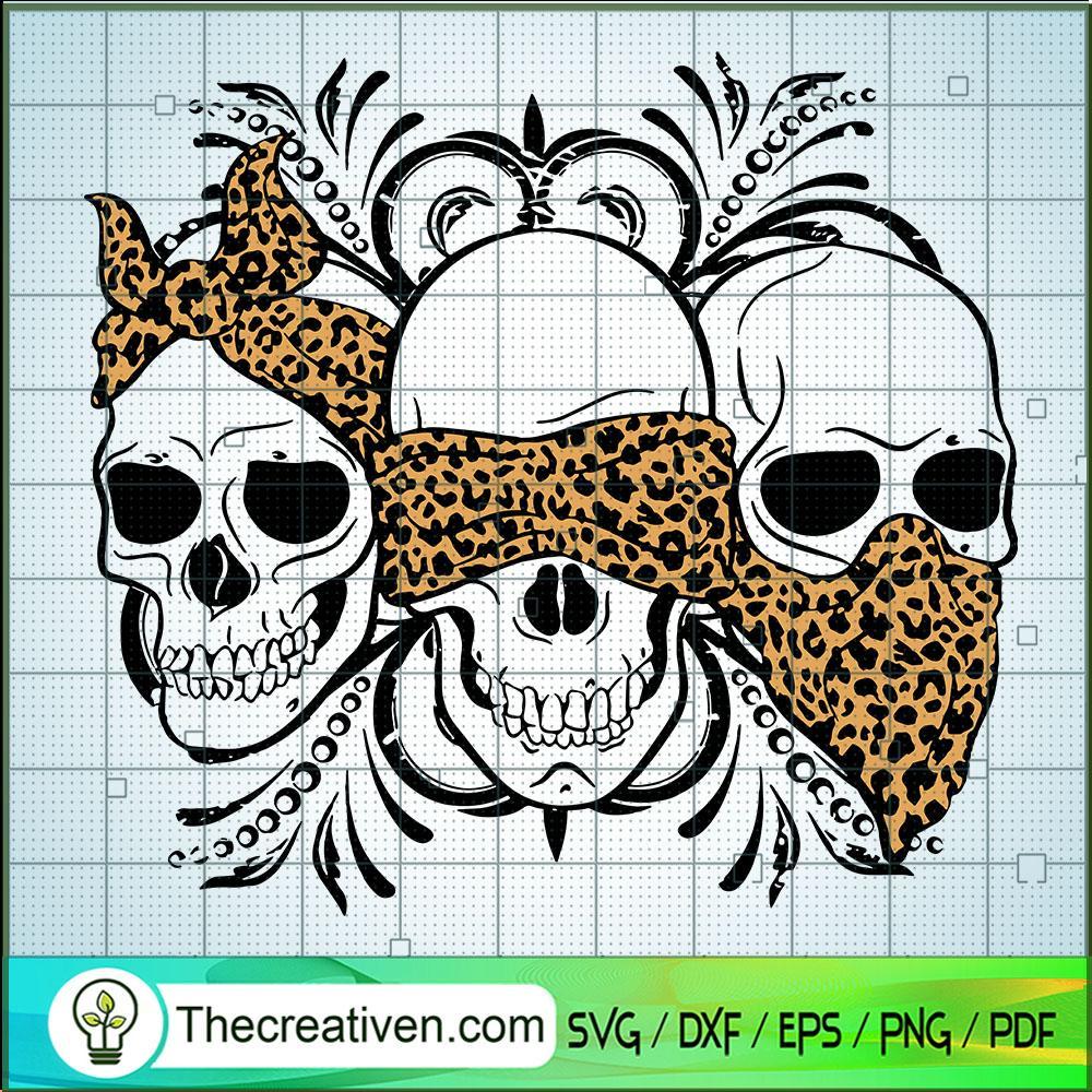Three Skull Leopard SVG, Skull SVG, Leopard SVG 1 Three Skull Leopard SVG, Skull SVG, Leopard SVG