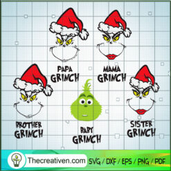 Grinch Family Bundle SVG, Grinch Christmas SVG, Baby Grinch SVG