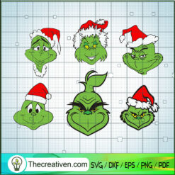 Funny Grinch Face Bundle SVG, Grinch Christmas SVG, Christmas SVG