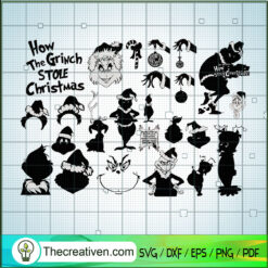 Grinch Black Bundle SVG, Grinch Christmas SVG, Merry Christmas SVG