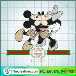 Mickey Hug Minnie Gucci Brand SVG, Luxury Brand SVG, Disney SVG