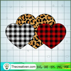 Three Hearts Leopard Buffalo SVG Cut File for Cricut