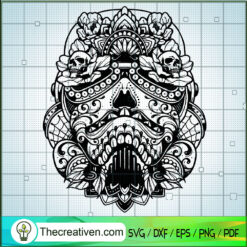 Stormtrooper Floral Skull SVG, Star Wars SVG, Skull SVG