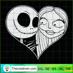 Jack And Sally In Heart SVG Cut File for Cricut & Silh Design 46554