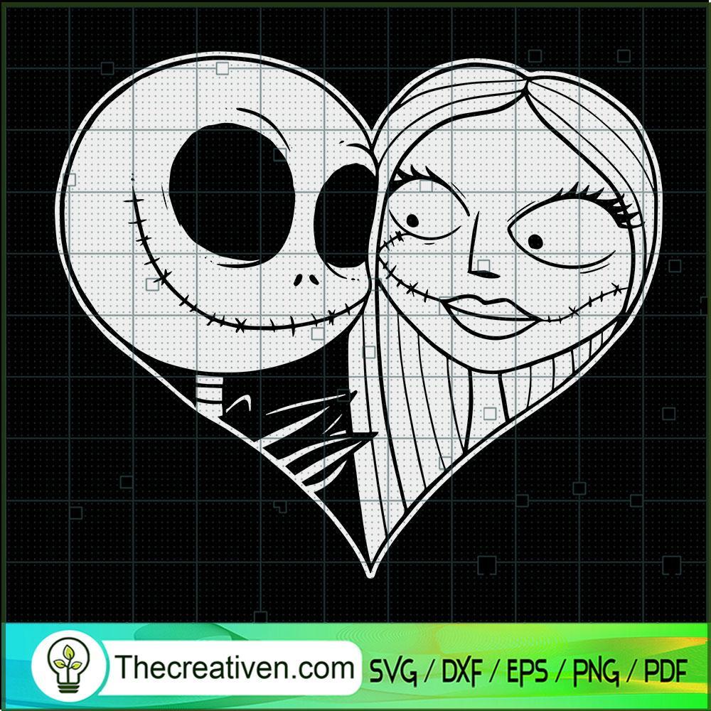 Jack And Sally In Heart SVG Cut File for Cricut & Silh Design 46554 1 Jack And Sally In Heart SVG Cut File for Cricut & Silh Design 46554