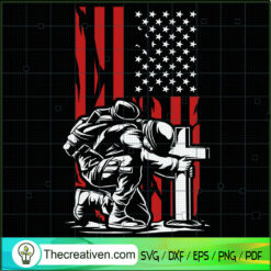 USA Soldier Kneeling at Cross SVG, Veteran SVG, US Army SVG