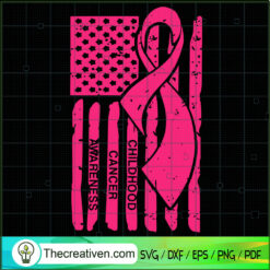 Childhood Cancer Awareness SVG, Cancer SVG, USA Flag SVG