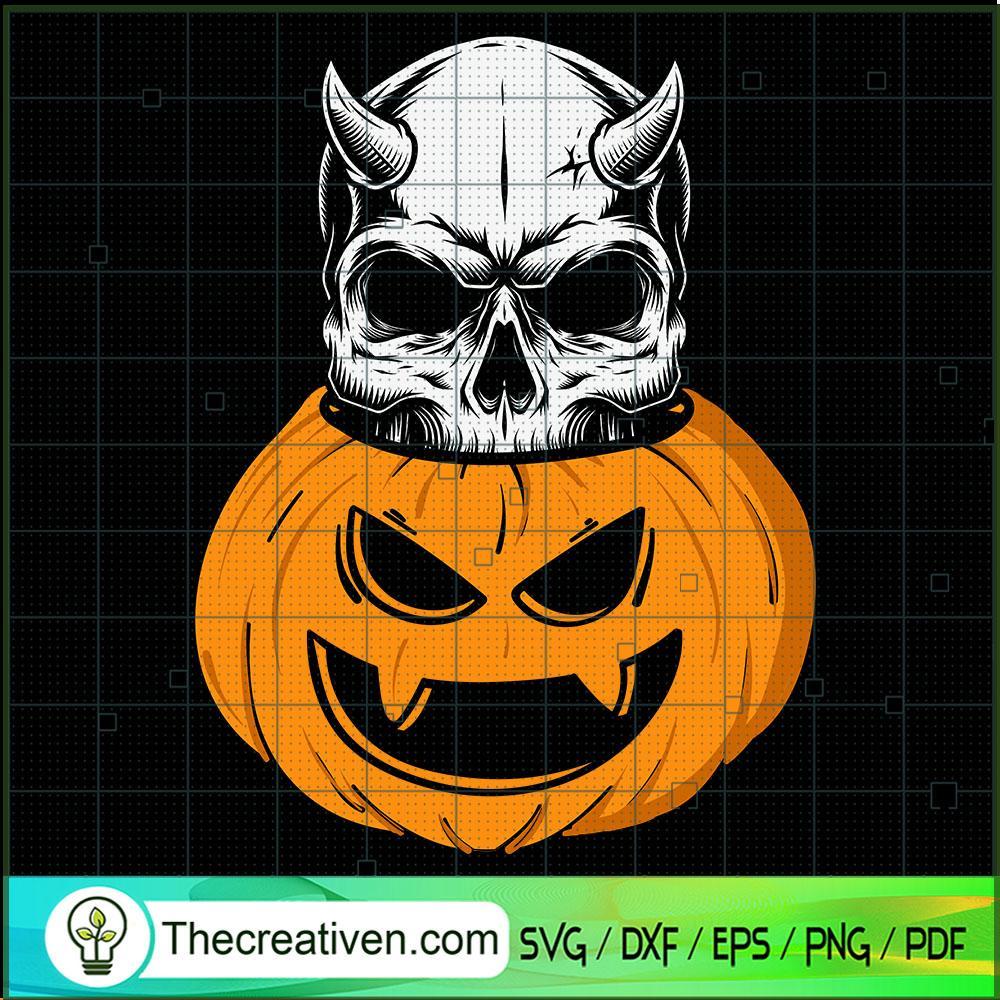 Pumpkin Skull Halloween SVG Cut File for Cricut & Silhouette 1 Pumpkin Skull Halloween SVG Cut File for Cricut & Silhouette