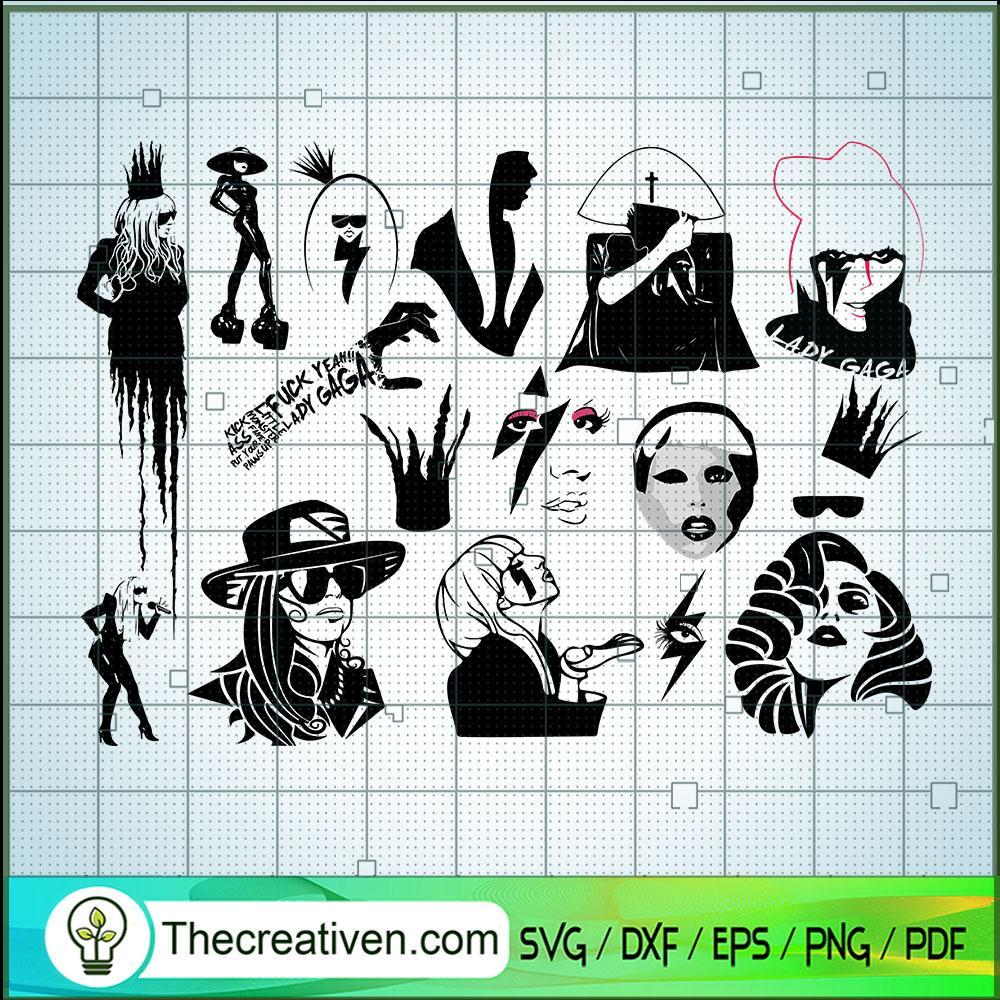 Black Lady Gaga Bundle SVG, Singer SVG, Bundle SVG 1 Black Lady Gaga Bundle SVG, Singer SVG, Bundle SVG
