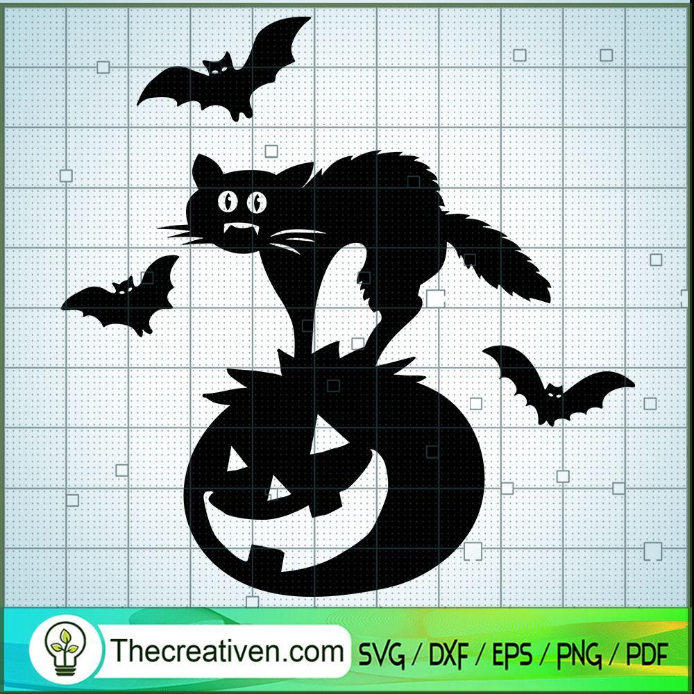 Black Cat Pumpkin Halloween SVG Cut File for Cricut & Silhouette 1 Black Cat Pumpkin Halloween SVG Cut File for Cricut & Silhouette