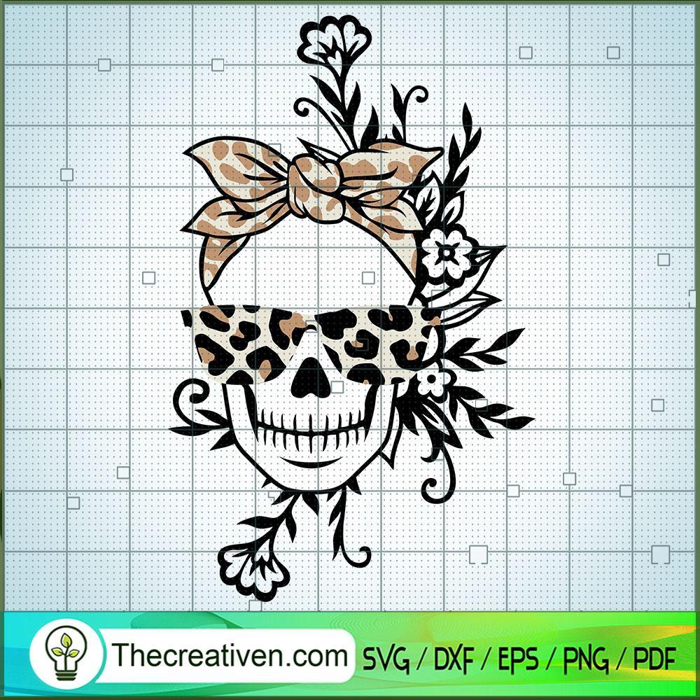 Leopard Messy Bun Skull SVG Cut File for Cricut & Silhouette 1 Leopard Messy Bun Skull SVG Cut File for Cricut & Silhouette