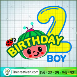 Cocomelon Happy Birthday 2nd Boy SVG, Cocomelon SVG, Cartoon Movie SVG