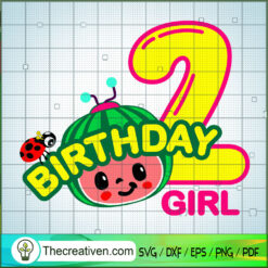 Cocomelon Happy Birthday 2nd Girl SVG Cut File for Cricut & Silhouette