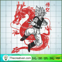 Goku with Shenron SVG, Dragon Ball SVG, Goku SVG