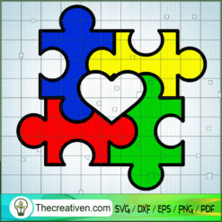 Four Piece Autism Heart Free SVG Cut File for Cricut & Silhouette