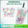 Butterfly Starbucks Cup SVG, Starbucks Cold Cup Full Wrap SVG