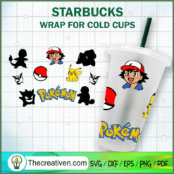 Pokemon Starbucks Cup SVG, Starbucks Cold Cup Full Wrap SVG