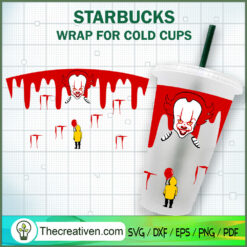 Halloween Clown Starbucks Cup SVG, Starbucks Cold Cup Full Wrap SVG