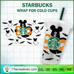 Black Mickey Head Starbucks Cup SVG, Starbucks Cold Cup Full Wrap SVG