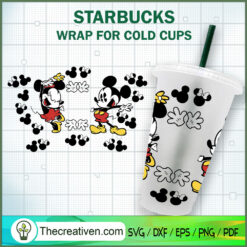 Mickey And Minnie Starbucks Cup SVG, Starbucks Cold Cup Full Wrap SVG