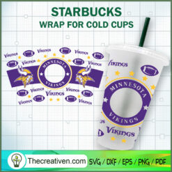 Minnesota Vikings Starbucks Cup SVG, Starbucks Cold Cup Full Wrap SVG