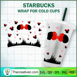 Minnie Bow Starbucks Cup SVG, Starbucks Cold Cup Full Wrap SVG