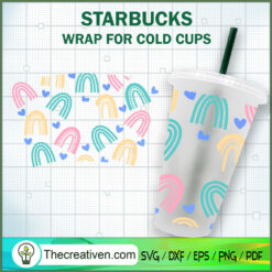 Rainbows Starbucks Cup SVG, Starbucks Cold Cup Full Wrap SVG