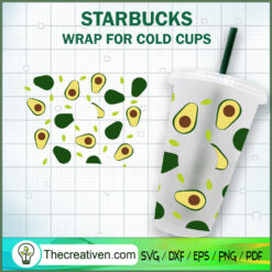 Avocado Starbucks Cup SVG, Starbucks Cold Cup Full Wrap SVG