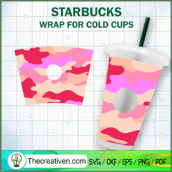 Pink Camo Starbucks Cup SVG, Starbucks Cold Cup Full Wrap SVG