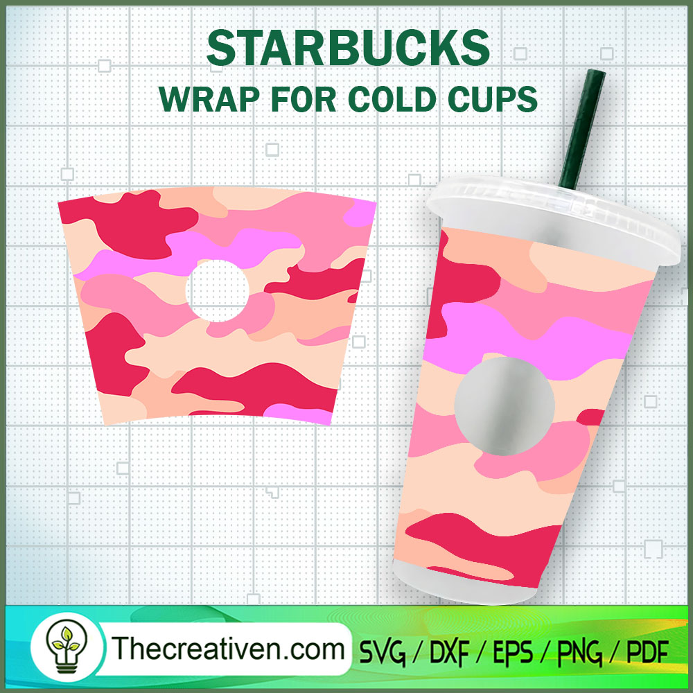 Pink Camo Starbucks Cup SVG, Starbucks Cold Cup Full Wrap SVG 1 Pink Camo Starbucks Cup SVG, Starbucks Cold Cup Full Wrap SVG