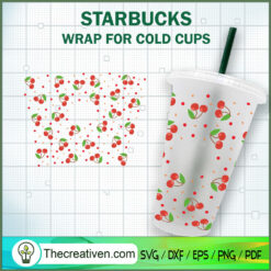 Cherry Starbucks Cup SVG, Starbucks Cold Cup Full Wrap SVG