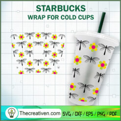 Dragonfly Starbucks Cup SVG, Starbucks Cold Cup Full Wrap SVG