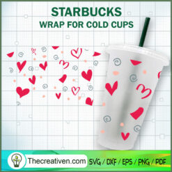 Heart Starbucks Cup SVG, Starbucks Cold Cup Full Wrap SVG