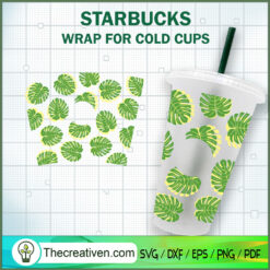 Monstera Starbucks Cup SVG, Starbucks Cold Cup Full Wrap SVG