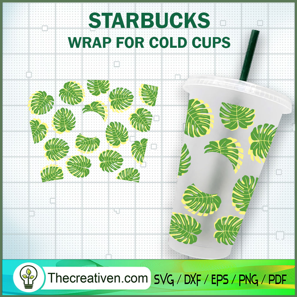 Monstera Starbucks Cup SVG, Starbucks Cold Cup Full Wrap SVG 1 Monstera Starbucks Cup SVG, Starbucks Cold Cup Full Wrap SVG