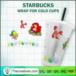 Sirenita Starbucks Cup SVG, Starbucks Cold Cup Full Wrap SVG