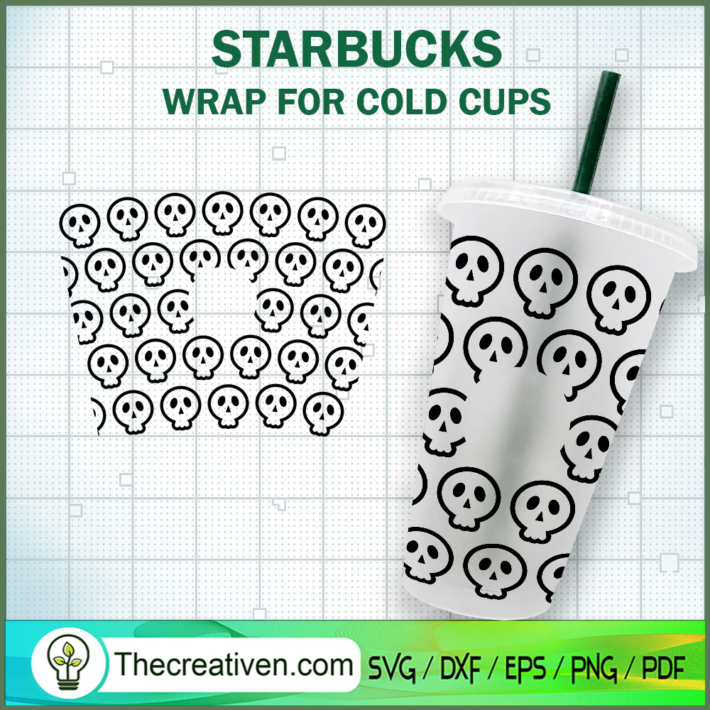 Skull Line Starbucks Cup SVG, Starbucks Cold Cup Full Wrap SVG 1 Skull Line Starbucks Cup SVG, Starbucks Cold Cup Full Wrap SVG