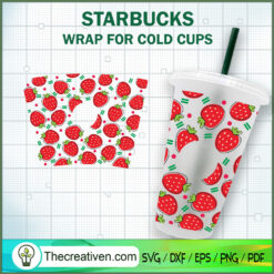 Strawberry Starbucks Cup SVG, Starbucks Cold Cup Full Wrap SVG