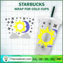 Sun And Moon Starbucks Cup SVG, Starbucks Cold Cup Full Wrap SVG