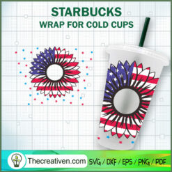 USA Flag Flower Starbucks Cup SVG, Starbucks Cold Cup Full Wrap SVG