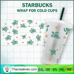 Sea Turtle Starbucks Cup SVG, Starbucks Cold Cup Full Wrap SVG
