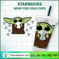 Baby Yoda Starbucks Cup SVG, Starbucks Cold Cup Full Wrap SVG