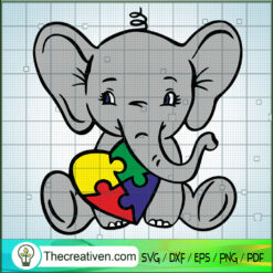 Elephant Hug Autism Heart SVG, Autism SVG, Animals SVG